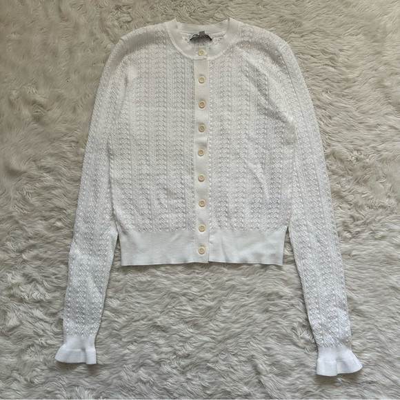 Madewell Sweater The Signature Open-Knit Cardigan Button Front White XS NWT New - Picture 4 of 13